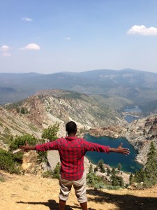 Kavena admiring the view from a peak in the Sierras Buttes