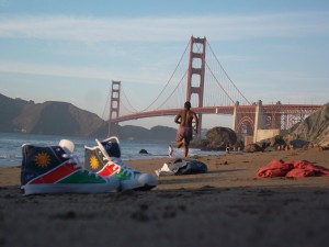 Kavina going for a run on Baker Beach in San Francisco, CA