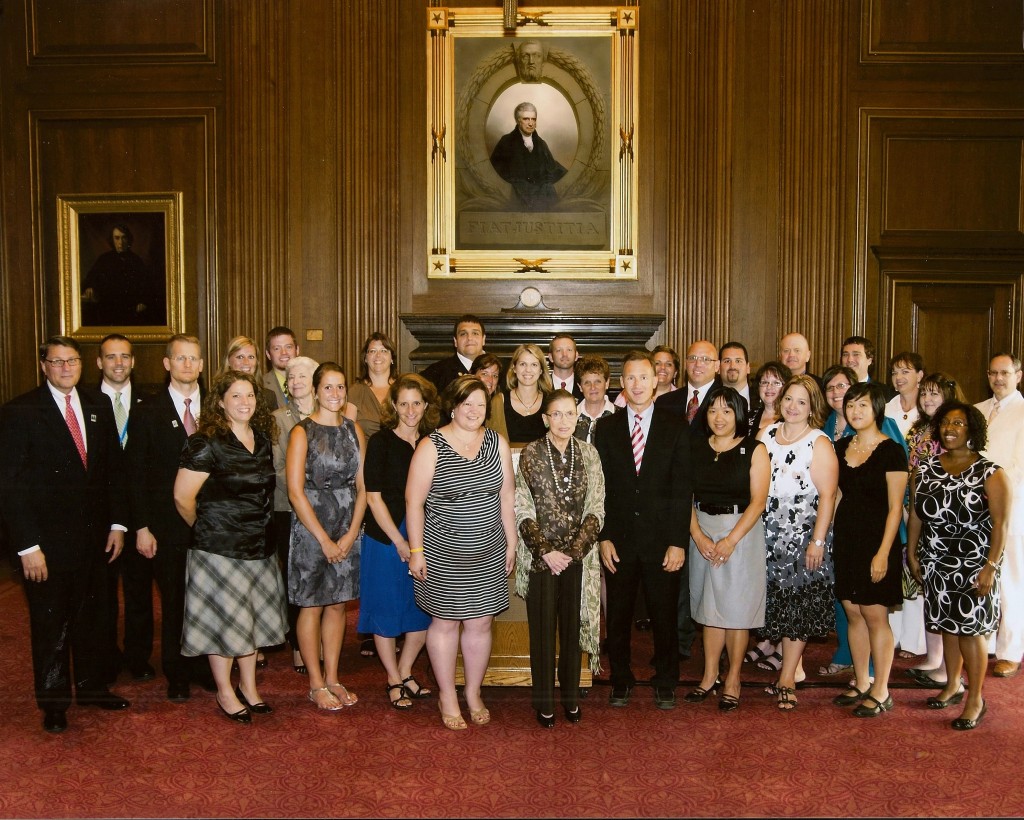 The James Madison Fellowship Summer Institute group with Justice Ruth Bader Ginsburg.  