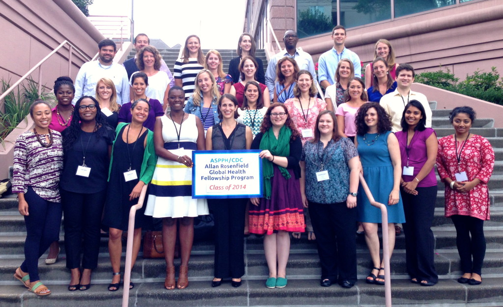 Megan Casebolt (green scarf) with the Class of 2014 ASPPH/CDC Allan Rosenfield Global Health Fellows (photo credit: ASPPH)