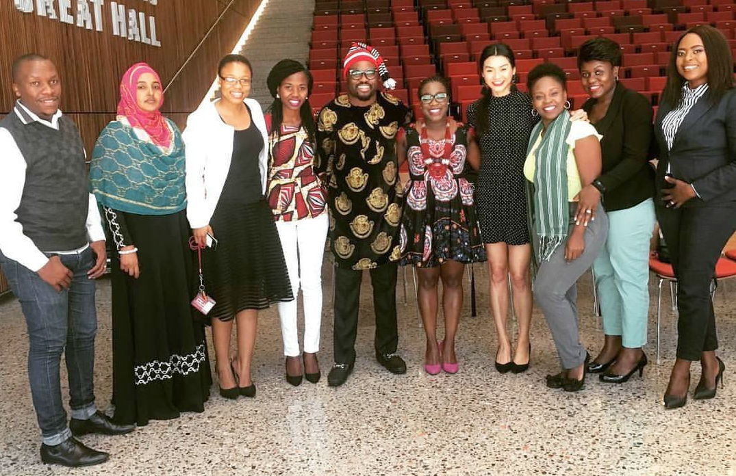 Ikenna Anyadike (center) and other 2017 Mandela Washington Fellows at Arizona State University
