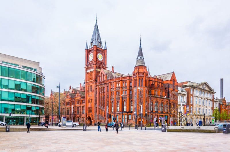 A picture of the Victoria Building at the University of Liverpool in England, which offers a fully funded phd in clinical psychology. The Victoria Building holds historical significance because it was the first purpose-built building for what was to become the University of Liverpool, with accommodation for administration, teaching, common rooms and a library.