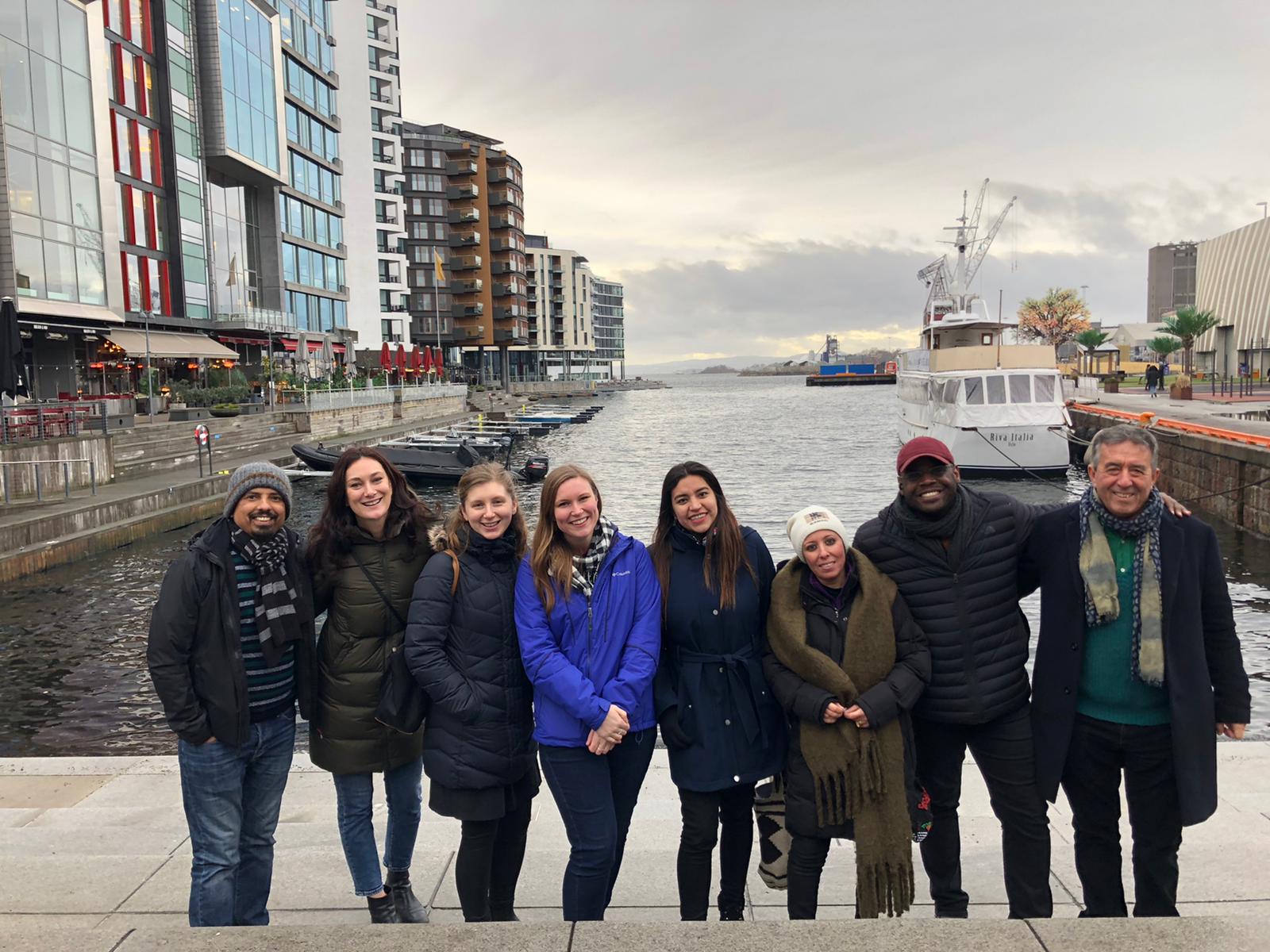 Rachel in blue with RPFs and Director during a study visit in Oslo Norway