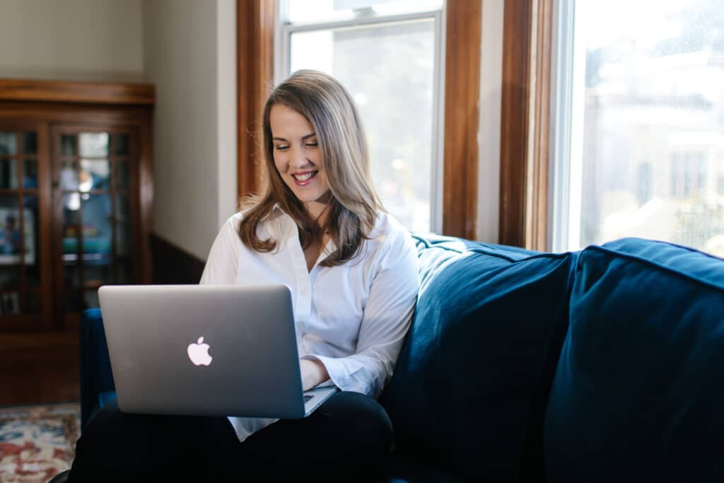 Dr. Vicki Johnson working on her computer