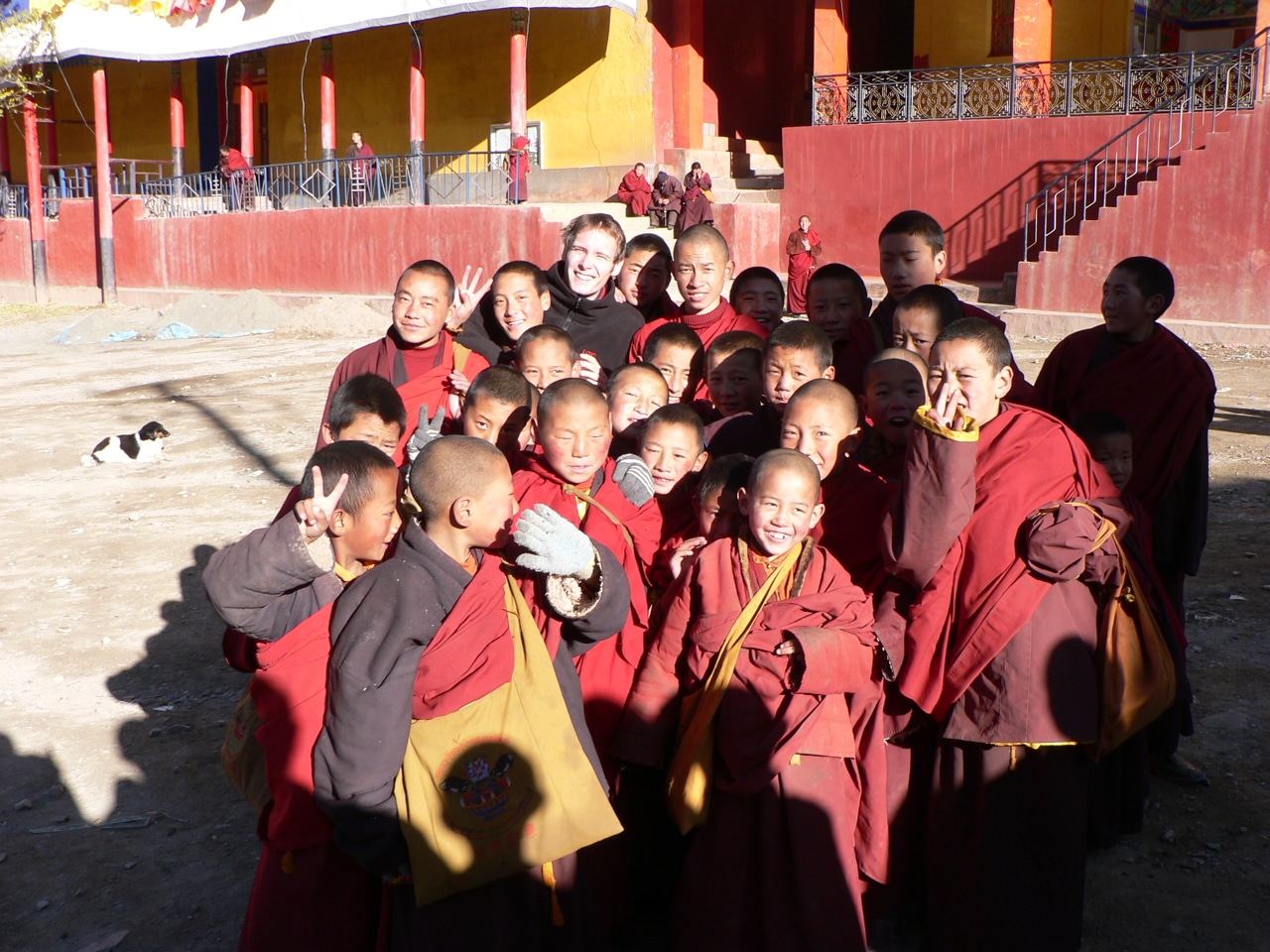 Fellow Dan Green with students in Tibet