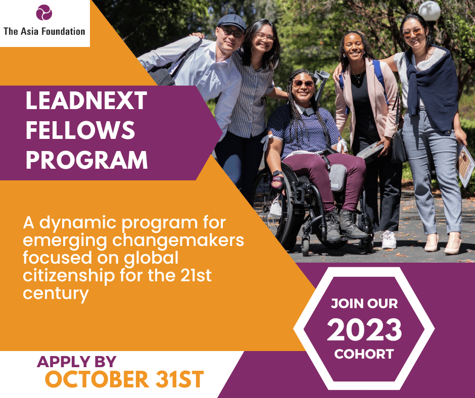 LeadNext Fellows Program: A dynamic program for emerging changemakers focused on global citizenship for the 21st century. Apply by October 31st. Join our 2023 cohort!