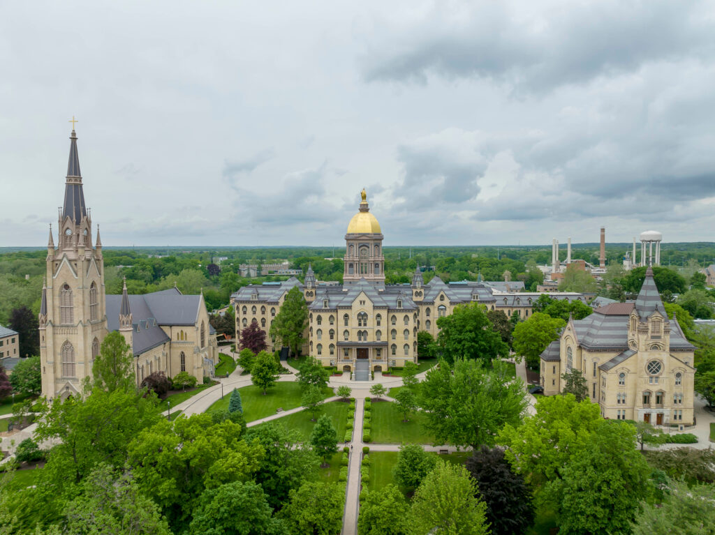 The Golden Dome atop the MaIn Building at the University of Notre Dame.