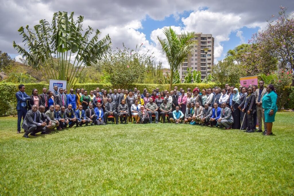 This photo shows a gathering of the Public Service Emerging Leaders Fellows (PSELF) in Nairobi, Kenya.