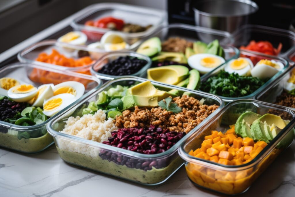 Busy college student sharing a picture of how they meal prep while explaining how to make healthy and delicious meals in advance for a busy week ahead.