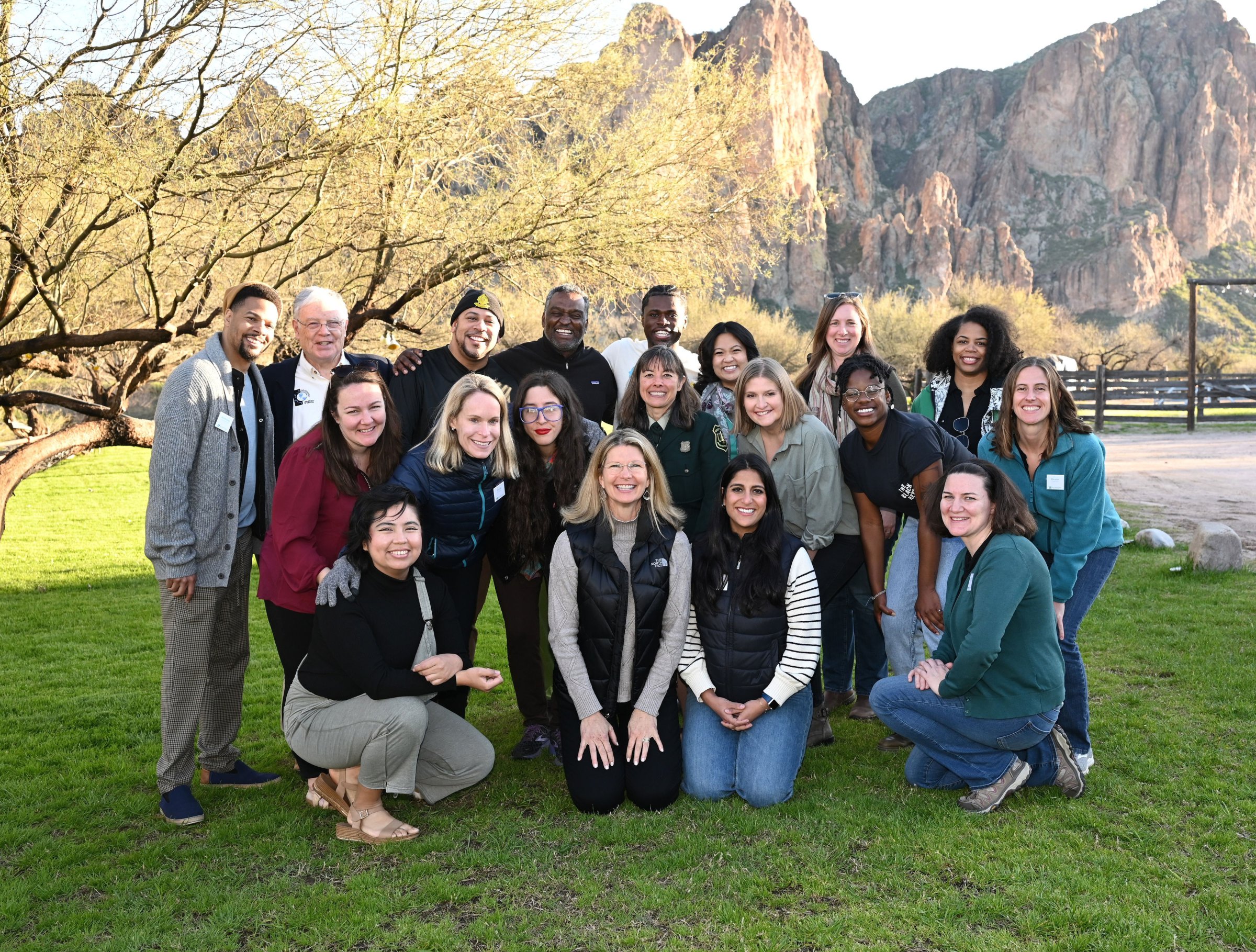 Jackie, top right, in a group picture of the fellows and New Sector Alliance Staff at the welcome retreat in Arizona.